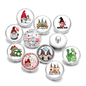 20MM Christmas dwarf  Print glass snaps buttons  DIY jewelry
