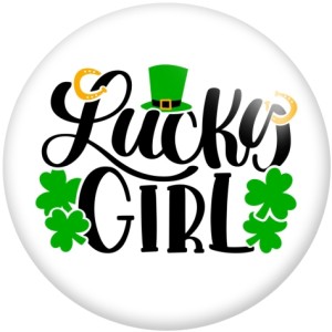 20MM Lucky clover Print glass snaps buttons  DIY jewelry