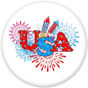 20MM I Love USA Print glass snaps buttons  DIY jewelry