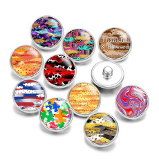 20MM Colorful Art Pattern Print glass snaps buttons  DIY jewelry