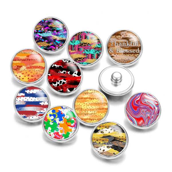 20MM Colorful Art Pattern Print glass snaps buttons  DIY jewelry