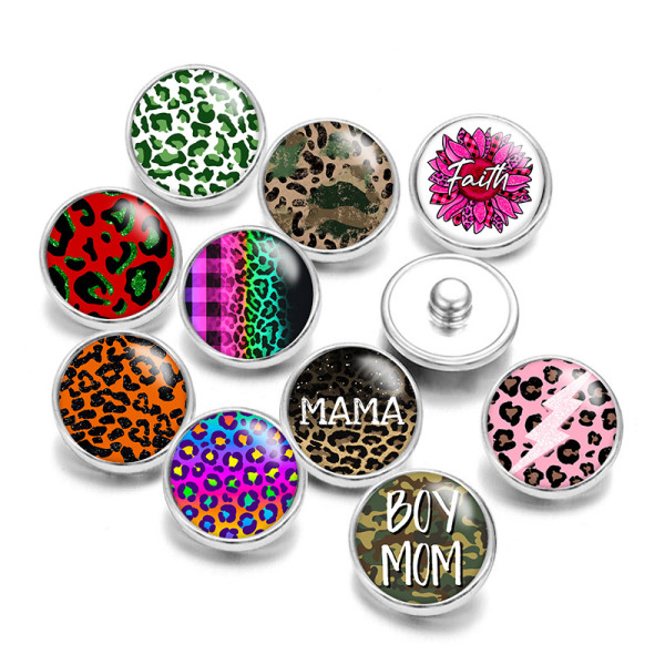 20MM Pretty Leopard Pattern Print glass snaps buttons  DIY jewelry