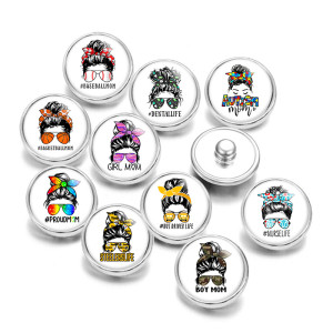 20MM Sport Girl Print glass snaps buttons  DIY jewelry