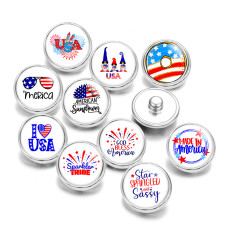 20MM I Love USA Print glass snaps buttons  DIY jewelry