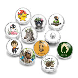 20MM Animal Cartoon Print glass snaps buttons  DIY jewelry