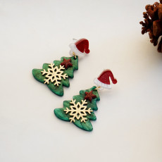Christmas tree snowflake Christmas hat popular European and American earrings