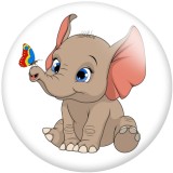 20MM Cartoon Elephant pattern Print glass snaps buttons