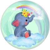 20MM Cartoon Elephant pattern Print glass snaps buttons