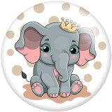 20MM Cartoon Elephant pattern Print glass snaps buttons