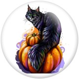20MM Halloween Cat pattern Print glass snaps buttons