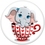 20MM Cartoon Elephant pattern Print glass snaps buttons