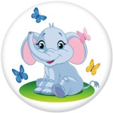 20MM Cartoon Elephant pattern Print glass snaps buttons