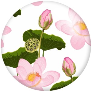 20MM Flower Nurse Lotus Print glass snaps buttons