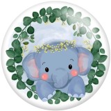 20MM Cartoon Elephant pattern Print glass snaps buttons
