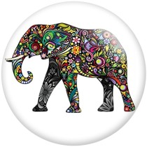 20MM Bohemia elephant  pattern Print glass snaps buttons