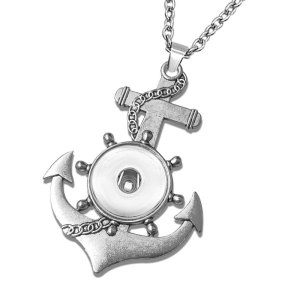 Metal owl boat anchor button necklace 60CM metal chain suitable  18MM Snaps button jewelry wholesale