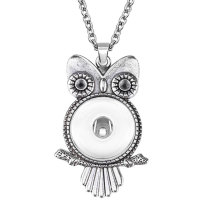 Metal owl boat anchor button necklace 60CM metal chain suitable  18MM Snaps button jewelry wholesale
