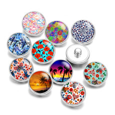 20MM setting sun Flower butterfly Print glass snaps buttons