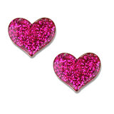Pink glitter heart sequin resin suitable for 20MM Snaps Buttons