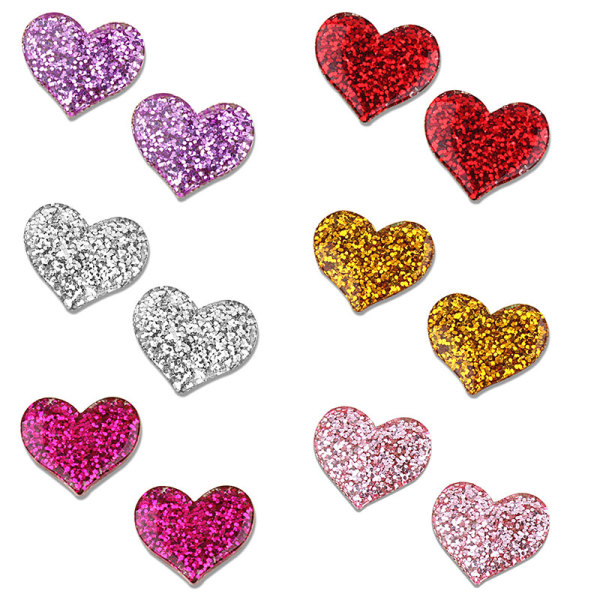 Pink glitter heart sequin resin suitable for 20MM Snaps Buttons