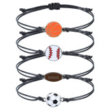 Hand woven baseball, football, basketball, volleyball alloy bracelet