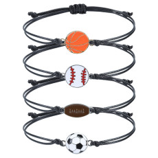 Hand woven baseball, football, basketball, volleyball alloy bracelet
