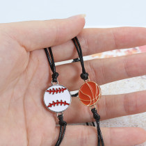 Hand woven baseball, football, basketball, volleyball alloy bracelet