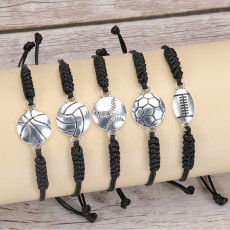 Hand woven baseball, football, basketball, volleyball alloy bracelet