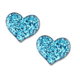 Pink glitter heart sequin resin suitable for 20MM Snaps Buttons