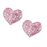 Pink glitter heart sequin resin suitable for 20MM Snaps Buttons
