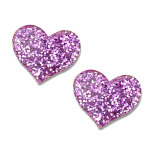 Pink glitter heart sequin resin suitable for 20MM Snaps Buttons