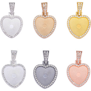 50pcs/lot Alloy internal diameter 25mm point drill heart shaped alloy movable head bottom bracket diy time gem necklace photo pendant bottom bracket jewelry