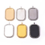 100pcs/lot Alloy DIY accessories  internal diameter24 * 38mm dot diamond rectangular alloy base diamond time gem pendant