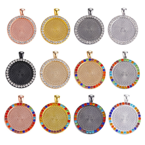 100pcs/lot Alloy Time gem internal diameter 25mm point drill round alloy base bracket diy diamond inlaid zinc alloy accessories