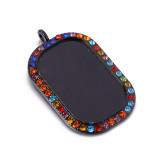 100pcs/lot Alloy DIY accessories  internal diameter24 * 38mm dot diamond rectangular alloy base diamond time gem pendant