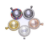 50pcs/lot Alloy internal diameter 25MM round diamond inlaid alloy bottom bracket pendant diy time gem accessories bottom bracket