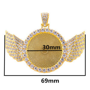 50pcs/lot Alloy internal diameter 30mm round light precious stone bottom bracket with diamond wing movable buckle alloy bottom bracket pendant