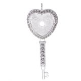 50pcs/lot Alloy internal diameter 25mm peach heart key shaped necklace pendant with diamond time gem alloy base support alloy accessories diy