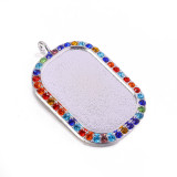 100pcs/lot Alloy DIY accessories  internal diameter24 * 38mm dot diamond rectangular alloy base diamond time gem pendant