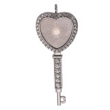 50pcs/lot Alloy internal diameter 25mm peach heart key shaped necklace pendant with diamond time gem alloy base support alloy accessories diy