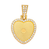50pcs/lot Alloy internal diameter 25mm point drill heart shaped alloy movable head bottom bracket diy time gem necklace photo pendant bottom bracket jewelry