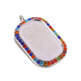100pcs/lot Alloy DIY accessories  internal diameter24 * 38mm dot diamond rectangular alloy base diamond time gem pendant