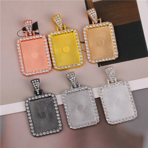 50pcs/lot internal diameter 18 * 25mm rectangular movable head with diamond bottom support, time gem necklace pendant, alloy accessories DIY