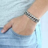 10MM New Europe and the United States new hot male love tie-in titanium steel men's bracelets Cuba chain ins square buckle necklace