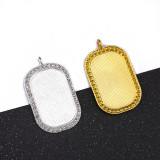 100pcs/lot Alloy DIY accessories  internal diameter24 * 38mm dot diamond rectangular alloy base diamond time gem pendant