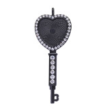 50pcs/lot Alloy internal diameter 25mm peach heart key shaped necklace pendant with diamond time gem alloy base support alloy accessories diy
