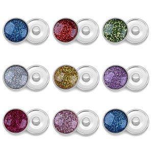 Flat round glitter resin suitable for 18MM Snaps Buttons