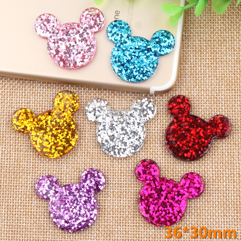 Shining powder Minnie resin is suitable for 18MM Snaps Buttons