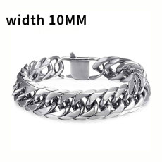 10MM New Europe and the United States new hot male love tie-in titanium steel men's bracelets Cuba chain ins square buckle necklace
