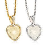 50pcs/lot Alloy internal diameter 25mm point drill heart shaped alloy movable head bottom bracket diy time gem necklace photo pendant bottom bracket jewelry
